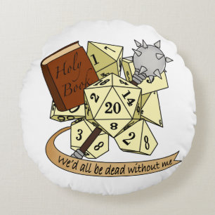 Cleric Dice Design Rundes Kissen