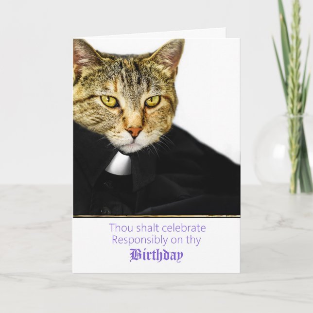 Clerical Kitty Celebrate verantwortungsbewusst zum Karte (Vorderseite)