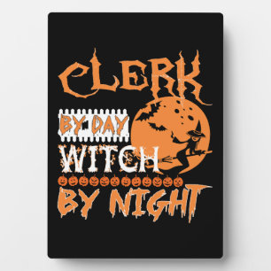 Clerk by Day Hexe by Night Halloween Fotoplatte