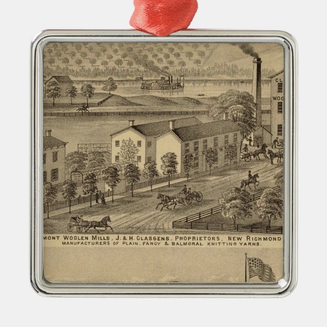 Clermont Woolen Mühlen Silbernes Ornament (Vorne)