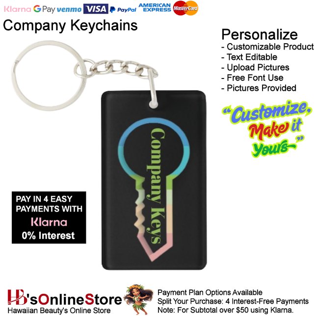 Clés de l'entreprise Porte - clé personnalisable M (Company Rectangle Keys Keychain Customizable Template.
)