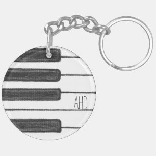 Clés de piano Monogram Porte - clé noir et blanc
