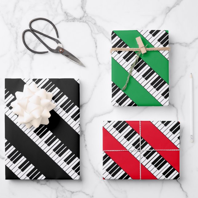 Clés de piano noir et blanc enveloppant feuilles d (Recto)