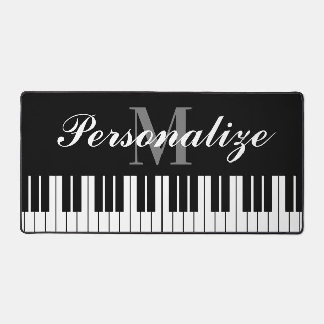 Clés de piano noir et blanc monogramme personnalis (Recto)
