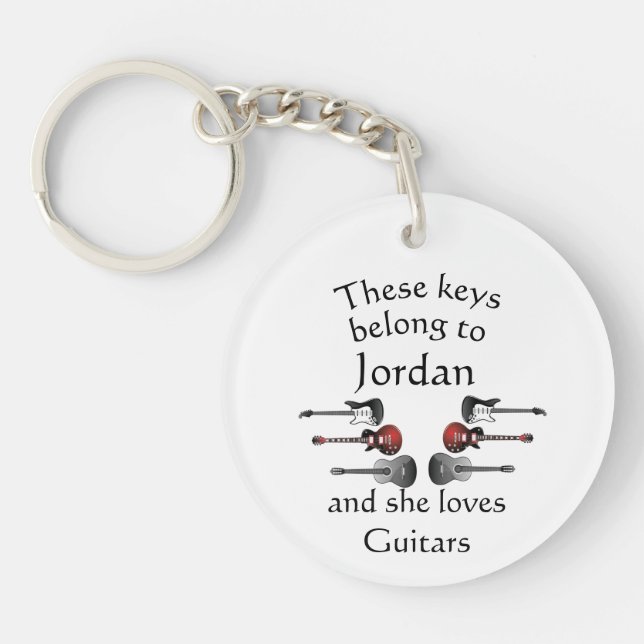 Clés Nom personnalisé Aime la guitare (Devant)