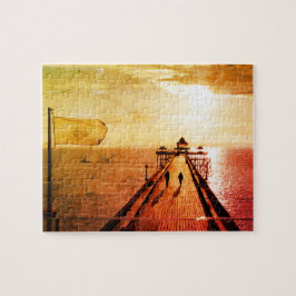 Clevedon Pier Red Sunset, Somerset, UK -