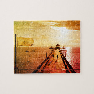 Clevedon Pier Red Sunset, Somerset, UK -