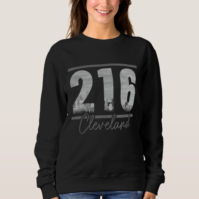 Cleveland 216 Area Code Skyline Ohio Vintag Sweatshirt (Vorderseite)