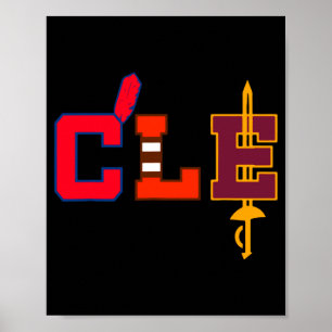 Cleveland Baseballschläger Vintage Ohio Illustrati Poster