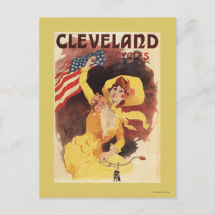 Cleveland Bicycles American Girl in Gelb Postkarte