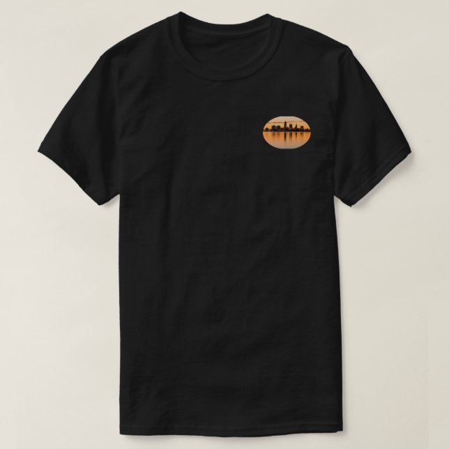 Cleveland City Ohio Sunset Skyline River Landschaf T-Shirt (Design vorne)
