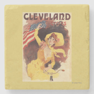 Cleveland Fahrräder American Girl in Gelb Steinuntersetzer