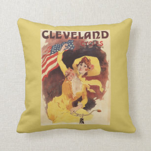 Cleveland fährt amerikanisches Mädchen im Gelb r Kissen