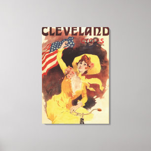 Cleveland fährt amerikanisches Mädchen im Gelb r Leinwanddruck