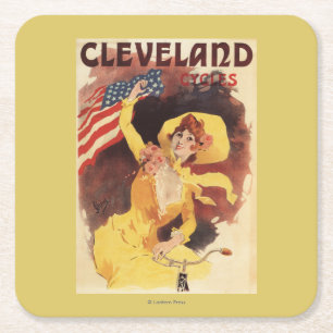 Cleveland fährt amerikanisches Mädchen im Gelb r Rechteckiger Pappuntersetzer