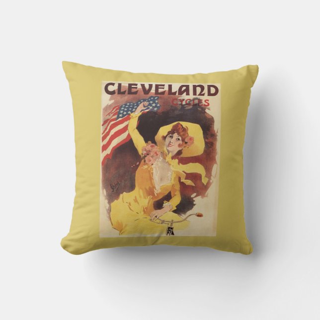 Cleveland fährt amerikanisches Mädchen im Gelb rad Kissen (Vorderseite)