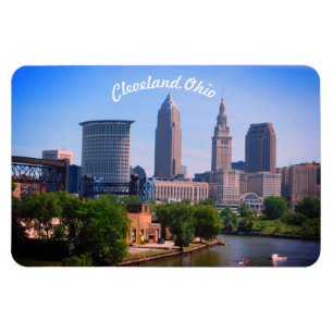 Cleveland-Flussskyline-Kühlschrankmagnet Magnet