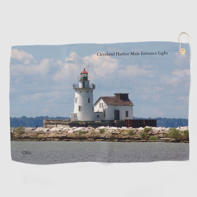 Cleveland Harbour Main Eintritt Golfhandtuch (Horizontal)