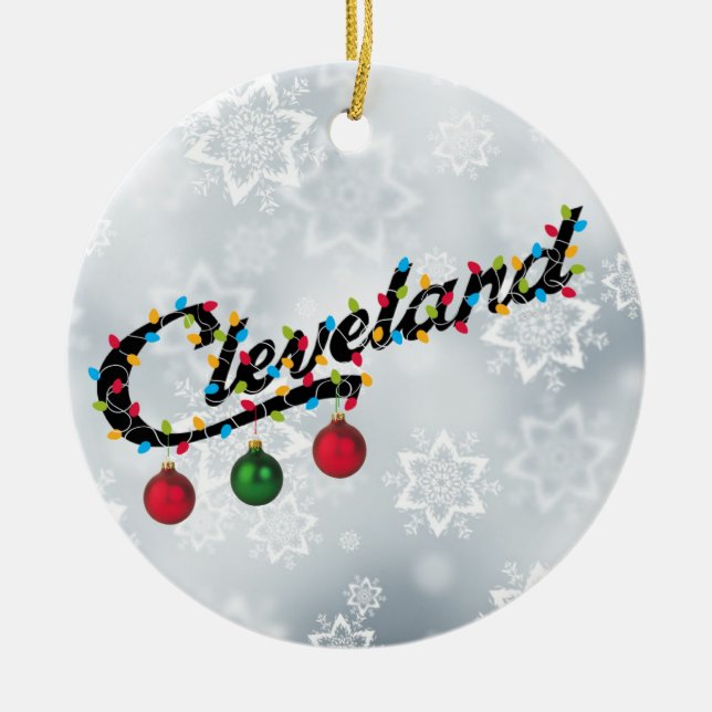 Cleveland in der runden Verzierung PERSONLIZE der Keramikornament (Vorne)