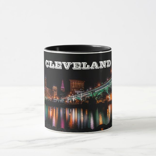 Cleveland-Nachtpanorama-Tasse Tasse (Zentrum)