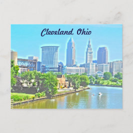 Cleveland,OH Fluss View (Paint Effect) Postkarte