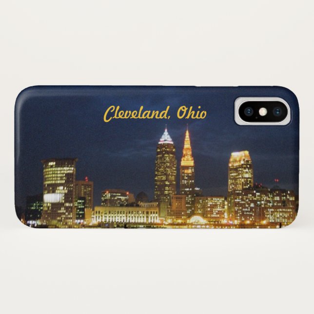 Cleveland, OH Night Lights Vibe iPhone Case (Rückseite (Horizontal))