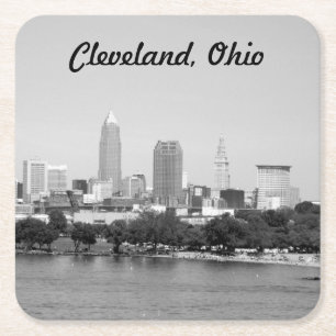 Cleveland, OH-See Skyline-Untersetzer Rechteckiger Pappuntersetzer