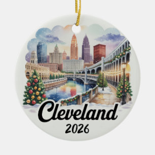 Cleveland Ohio 2026 Weihnachtsbaumanhänger Heimats Keramik Ornament