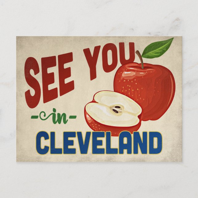 Cleveland Ohio Apple - Vintage Travel Postkarte (Vorderseite)
