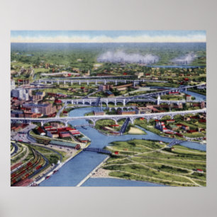 Cleveland Ohio Birdseye Poster