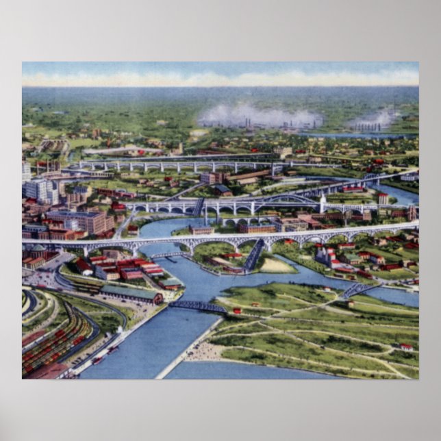Cleveland Ohio Birdseye Poster (Vorne)