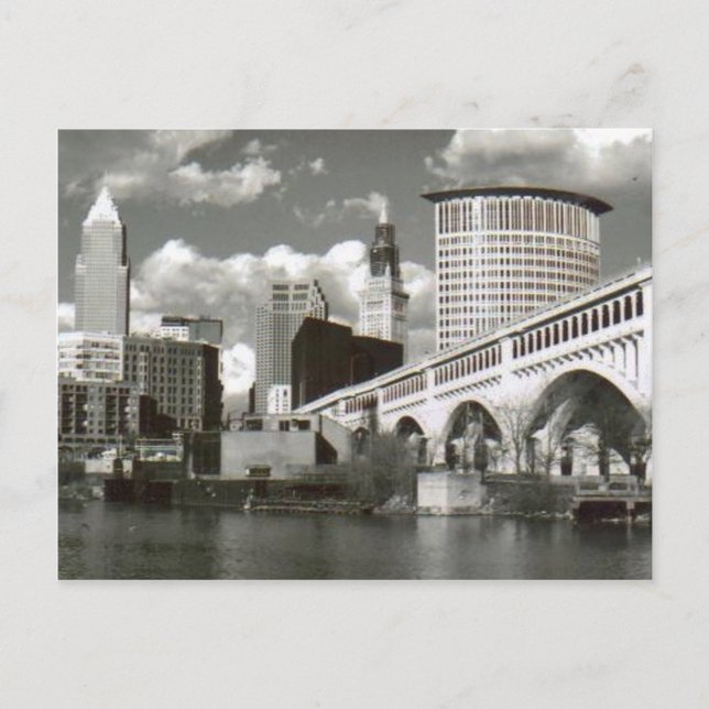 Cleveland Ohio Black und White Postkarte (Vorderseite)