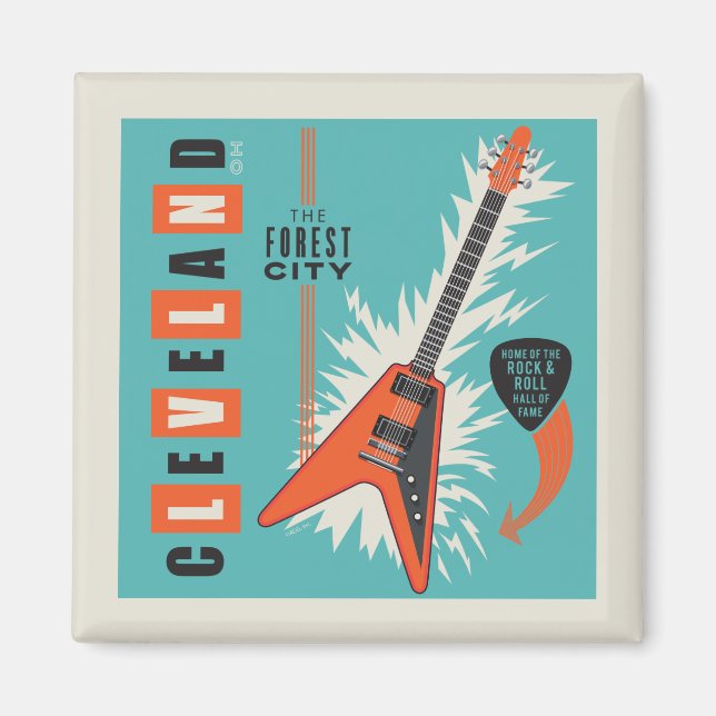 Cleveland Ohio | Elektrische Gitarre Magnet (Vorne)