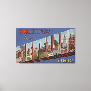 Cleveland, Ohio - große Buchstabe-Szenen 3 Leinwanddruck