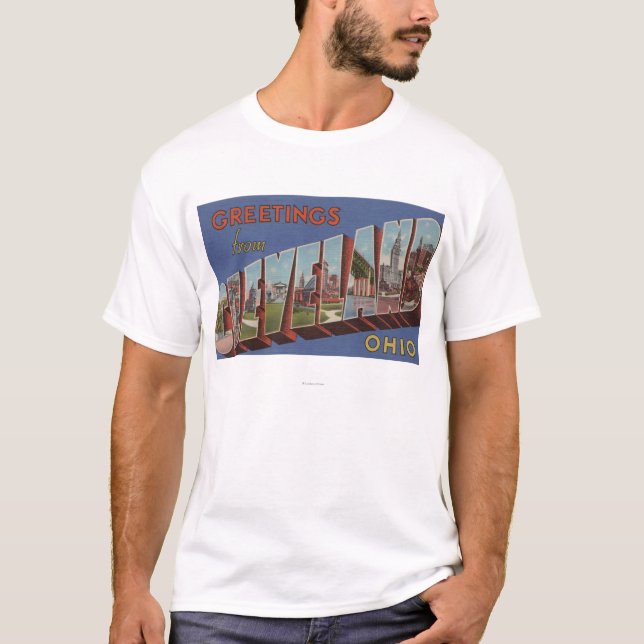 Cleveland, Ohio - große Buchstabe-Szenen 3 T-Shirt (Vorderseite)