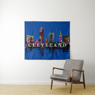 Cleveland Ohio in Graffiti Tapestry Wandteppich
