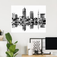 Cleveland, Ohio in Schwarz und Weiß