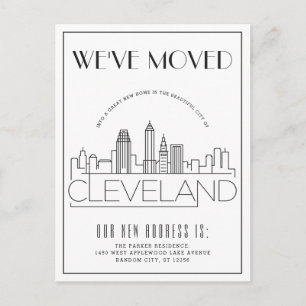 Cleveland, Ohio Modern Deco   Adressänderung Ankündigungspostkarte
