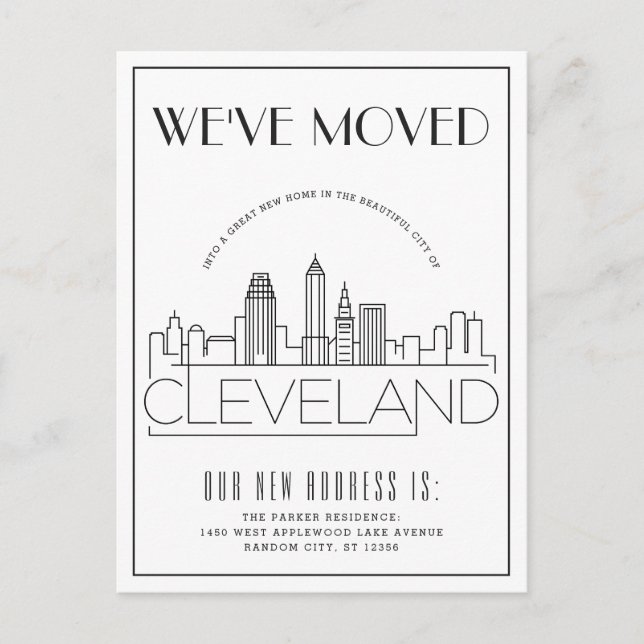 Cleveland, Ohio Moderner Deko | Änderung der Ansch Ankündigungspostkarte (Vorderseite)