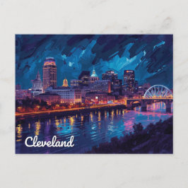 Cleveland Ohio Night River Art Postkarte