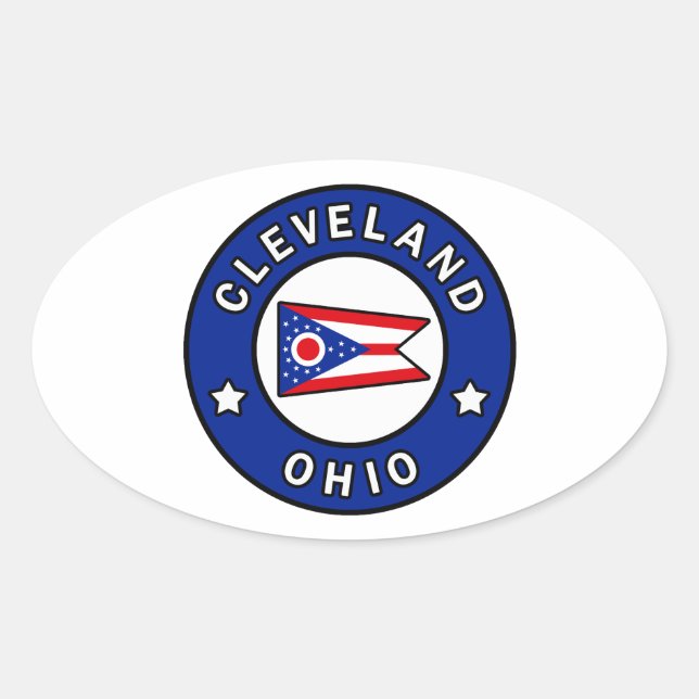 Cleveland Ohio Ovaler Aufkleber (Vorderseite)