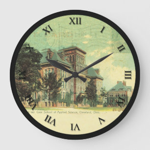 Cleveland Ohio PostCard Clock Case School Science Große Wanduhr