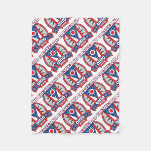 Cleveland Ohio Red White Blue Patriotic State Flag Fleecedecke