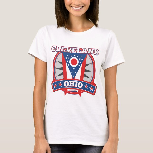 Cleveland Ohio Red White Blue Patriotic State Flag T-Shirt (Vorderseite)