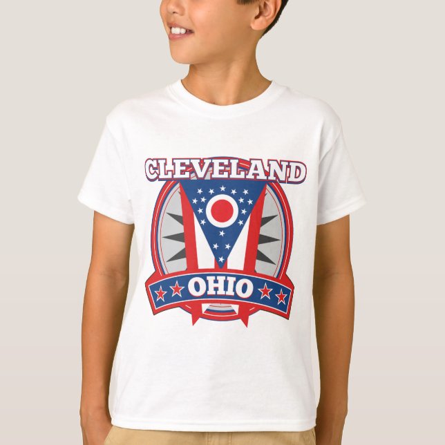 Cleveland Ohio Red White Blue Patriotic State Flag T-Shirt (Vorderseite)