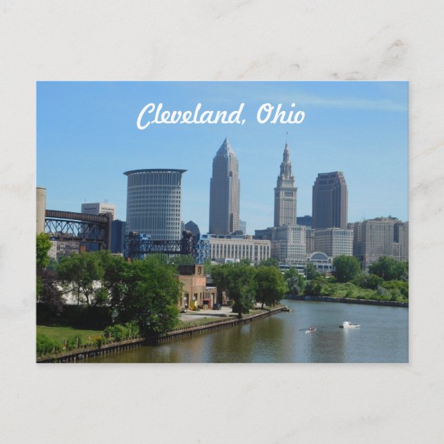 Cleveland, Ohio River Skyline Postcard Postkarte (Vorderseite)