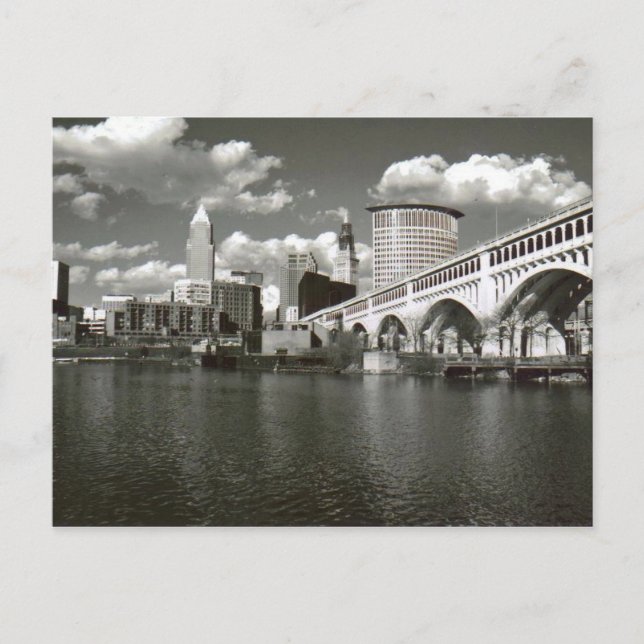 Cleveland Ohio Schwarzweiss Postkarte (Vorderseite)