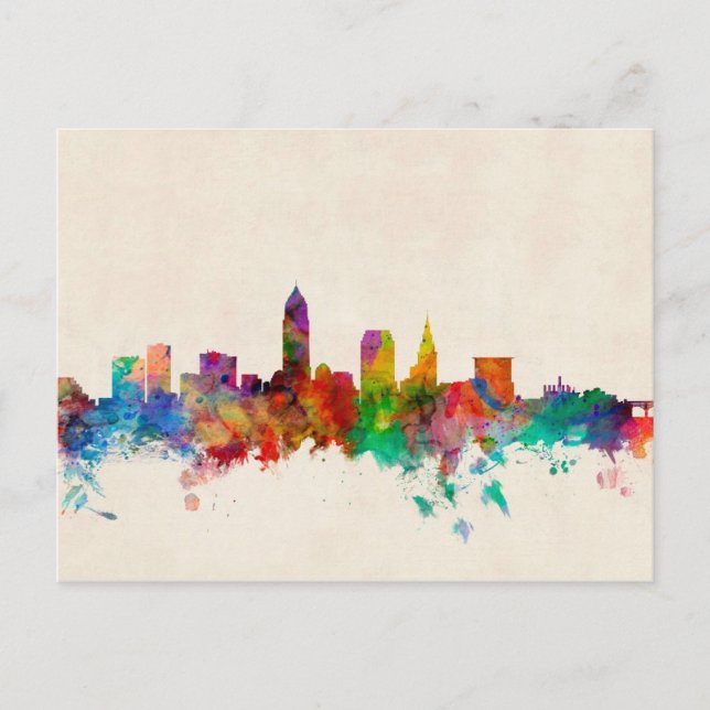 Cleveland Ohio Skyline Cityscape Postkarte (Vorderseite)
