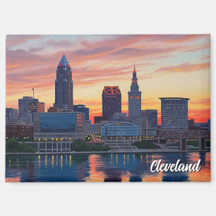 Cleveland Ohio Skyline Sonnenuntergang Magnet