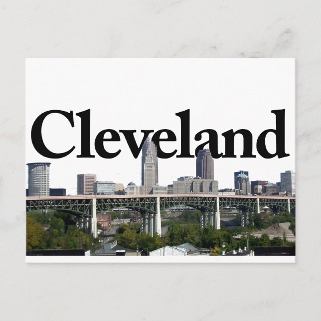 Cleveland Ohio Skyline with Cleveland in the Sky Postkarte (Vorderseite)